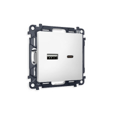 Комплект механизма розетки 2USB A+C 20W (быстрая зарядка) Ambrella Volt Alfa MA131010