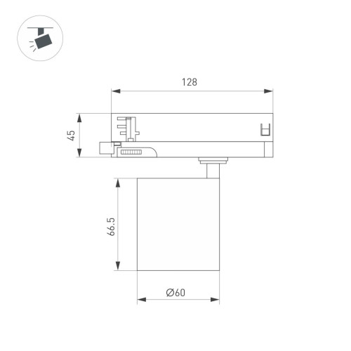 Трековый трехфазный светильник Arlight LGD-DYKE-4TR-R60-8W Warm3000 (BK, 20 deg, 230V) 052132