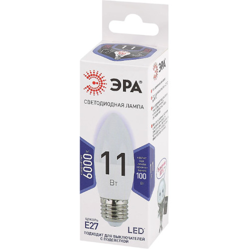 Лампа светодиодная Эра E27 11W 6000K LED B35-11W-860-E27 Б0032985