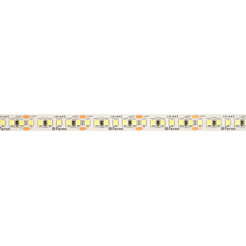 Светодиодная лента 24V Feron LS502, 180*SMD2835, 16W/m, IP20, 6000К (холодный белый) 53091