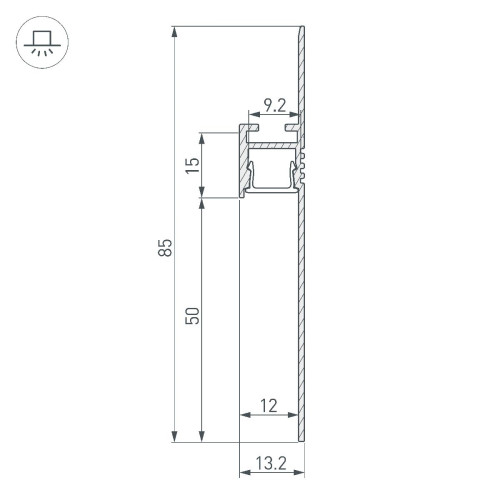 Алюминиевый профиль Arlight ARH-PLINTUS-50-FANTOM-3000 BLACK 052699