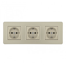 Розетка тройная (трехпостовая) с/з и шторками Arte Milano SET16-3-40-1x3 shampan