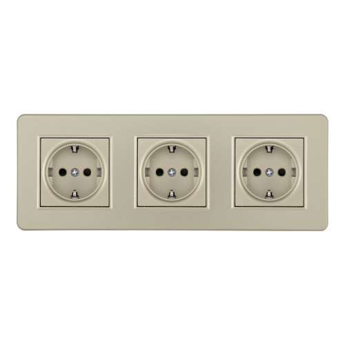 Розетка тройная (трехпостовая) с/з и шторками Arte Milano SET16-3-40-1x3 shampan