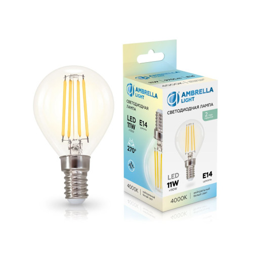 Филаментная светодиодная лампа Ambrella Light Bulbing E14 11W 4000K шар 451134