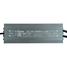 Трансформатор электронный для светодиодной ленты Feron LB007 250W 24V IP67 (драйвер) 53083