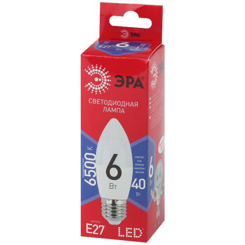 Лампа светодиодная Эра E27 6W 6500K LED B35-6W-865-E27 R Б0045340