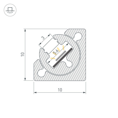 Профиль с экраном Arlight SL-KANT-H10-ROTATE-2000 CHAMPAGNE GOLD (Алюминий+пластик) 055323