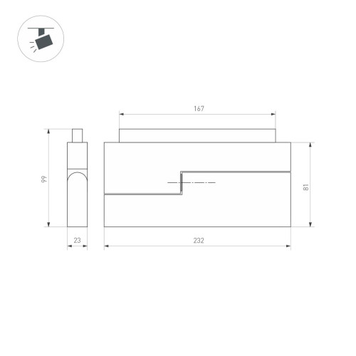 Трековый светильник Arlight Mag-Orient-Flat-Fold-S230-12W Warm3000 034663(1)