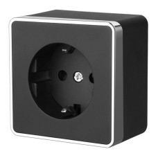 Розетка с заземлением Werkel Gallant черный/хром W5071035 4690389164514
