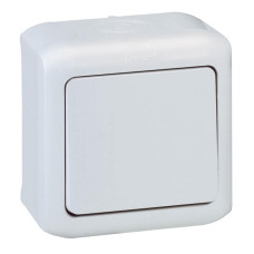 Переключатель одноклавишный на 2 направления Legrand Quteo 10A 250V IP44 серый 782334