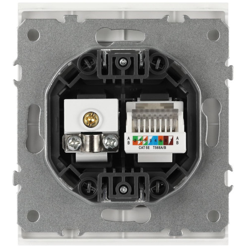 Розетка ЭРА Arktik 16-3110-01 комбинированная RJ45+TV белый Б0070494