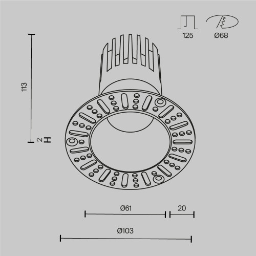 Встраиваемый светильник Maytoni Technical Dip DL122-15W-3K-TRS-W