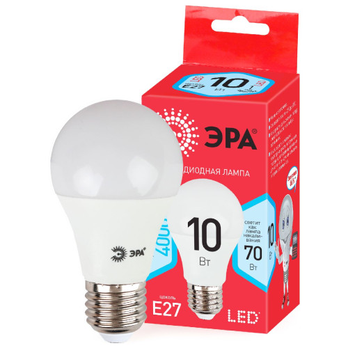 Лампа светодиодная Эра E27 10W 4000K ECO LED A60-10W-840-E27 Б0028005