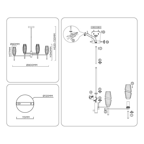 Люстра на штанге Ambrella Light High Light Modern LH55202