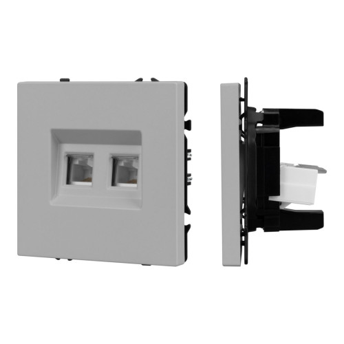 Механизм сдвоенной телефонной розетки Arlight SCT-NOBE-MTL2-SFPL-IS (RJ-11, 4C) (Никель) 061890