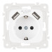 Розетка с заземлением, шторками + 2 USB Arte Milano 205.47-1.white
