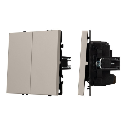 Механизм выключателя двухклавишный перекрёстный Arlight SWT-NOBE-MKX2-SFPL-CA (230V, 10A) (Кашемир) 061791