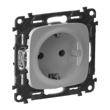 Розетка Legrand Valena Allure 16A 250V с/з безвинтовой зажим алюминий 753921