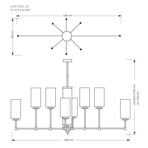 Люстра на штанге Kutek Mood Empoli EMP-ZWL-8(Z)