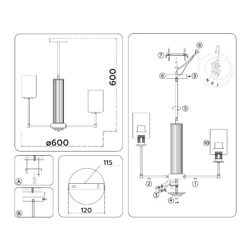 Люстра на штанге Ambrella Light High Light Modern LH56215
