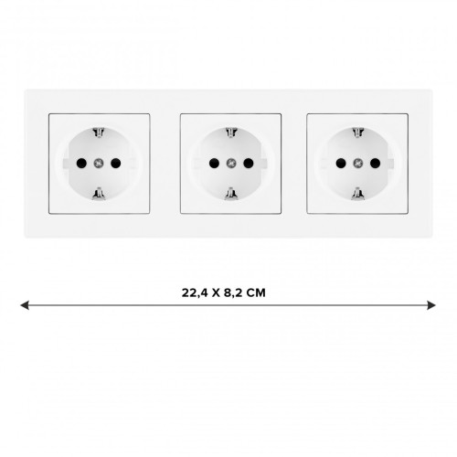 Розетка тройная (трехпостовая) с/з и шторками Arte Milano SET06-3-40-1x3 white