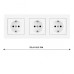 Розетка тройная (трехпостовая) с/з и шторками Arte Milano SET06-3-40-1x3 white