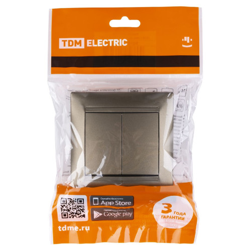 Выключатель двухклавишный на 2 направления Лама TDM Electric SQ1815-0707
