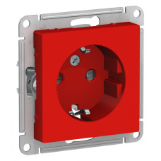 Розетка с/з со шторками Systeme Electric AtlasDesign Красный ATN002045