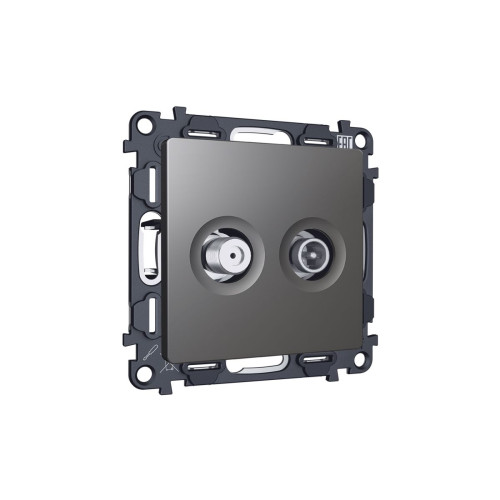 Комплект механизма розетки TV оконечной + SAT 5-862MHz 3.5dB/950-2150MHz 3.5dB Alfa Антрацит серый Quant Ambrella Volt MA663310 (AP6633, VM217)