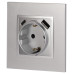Розетка со шторками с USB type-A+C Эра Elegance 14-4108-03 Б0067741