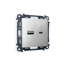 Комплект механизма розетки 2USB A+C 20W (быстрая зарядка) Ambrella Volt Alfa MA411010