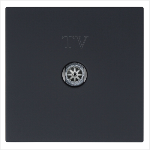 Розетка TV 9.5mm оконечная с накладкой, цвет Черный матовый (soft touch) Jasmart FD6001PBM