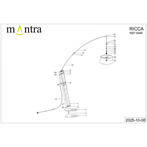 Торшер без абажура Mantra Ruti Ricca 9446