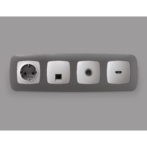 Лицевая панель для компьютерной/телефонной розетки RJ-45/RJ-11 Ambrella Volt Omega OP4120