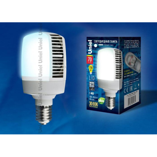 Лампа светодиодная (UL-00001812) Uniel E40 70W 6500K матовая LED-M105-70W/DW/E40/FR ALV02WH