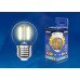 Лампа светодиодная филаментная Uniel E14 5W 3000K прозрачная LED-G45-5W/WW/E14/CL/MB GLM10TR