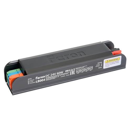 Трансформатор для светодиодной ленты с плавным пуском и диммированием Feron LB004 60W 24V IP20 52123 Трансформатор для светодиодной ленты с плавным пуском и диммированием Feron LB004 60W 24V IP20 52123