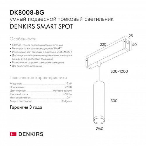 Трековый светильник Denkirs Smart DK8008-BG