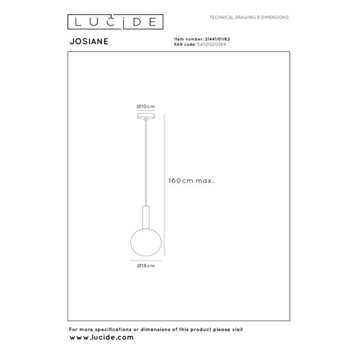 Подвесной светильник Lucide Josiane 21441/01/62