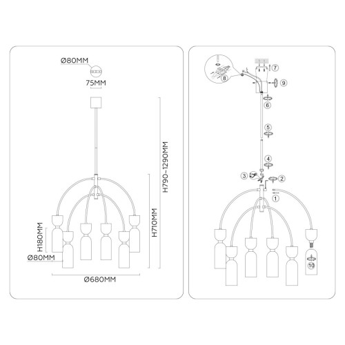 Люстра на штанге Ambrella Light High Light Ceramo Modern LH53333