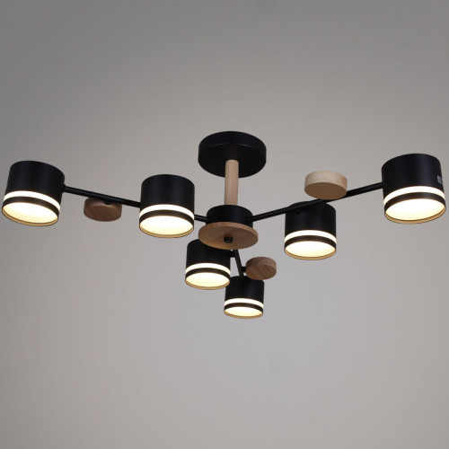 Люстра на штанге Reluce 68730-0.3-06 GX53 BK+WOOD Люстра на штанге Reluce 68730-0.3-06 GX53 BK+WOOD