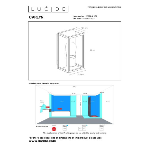 Настенный светильник Lucide Carlyn 27200/01/30