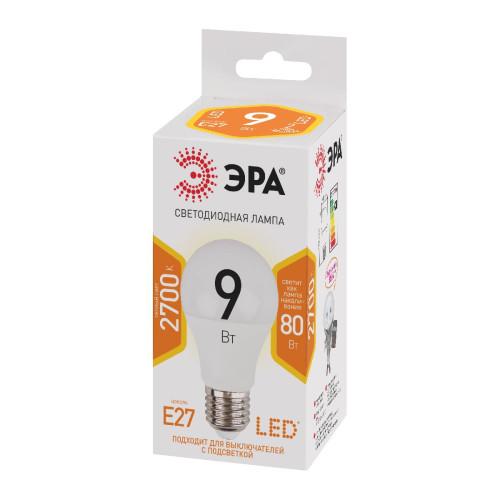 Лампа светодиодная Эра E27 9W 2700K LED A60-9W-827-E27 Б0032246