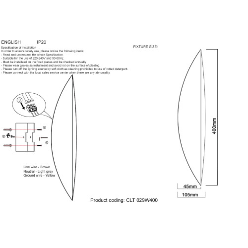 Настенный светильник Crystal Lux CLT 029W400 WH