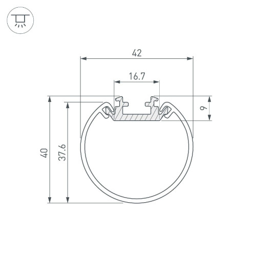 Алюминиевый профиль Arlight ROUND-D40-2000 ANOD 044517