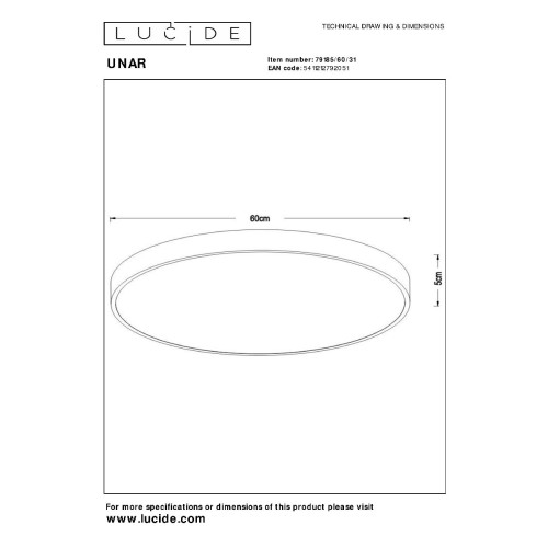 Потолочный светильник Lucide Unar 79185/60/31