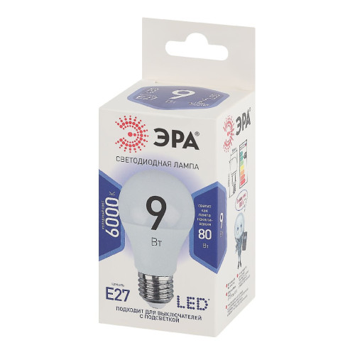 Лампа светодиодная Эра E27 9W 6000K LED A60-9W-860-E27 Б0032248