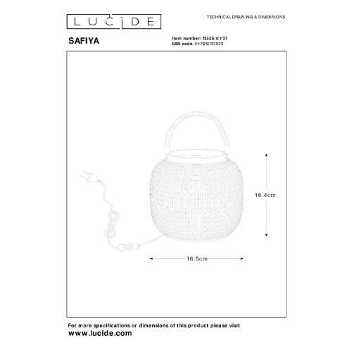 Настольная лампа Lucide Safiya 13525/01/31