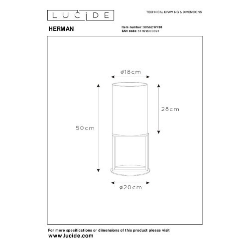 Настольная лампа Lucide Herman 30562/81/38