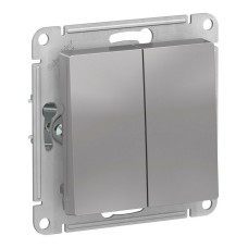 Выключатель 2-клавишный, IP44, сх.5, 10АХ, механизм Systeme Electric AtlasDesign Aqua Алюминий ATN440351